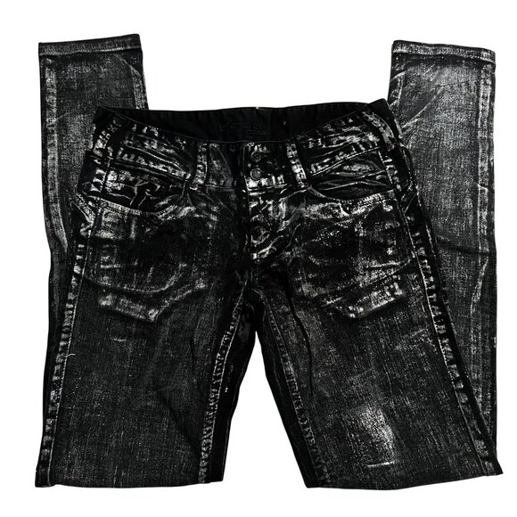 Bebe Jeans Metallic silver Size 27 Black Skinny Denim Pants - Picture 2 of 9